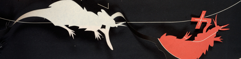 Tracey Clement, 'Target: Ratus Ratus' (detail), 2008-9, paper, pins, foam core board, approx 1200 x 650mm. 