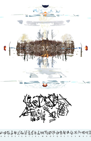 Gosia Wlodarczak, Past As Future, Found in Translation. Interpretation Drawing #6, THE DROWNED WORD 3 with instructions for the viewer, 2015, digital photo and drawing collage (detail),, 33 x 48.5cm. Courtesy: the artist, Fehily Contemporary Melbourne, Helen Maxwell, and BoxoPROJECTS New York/Joshua Tree.